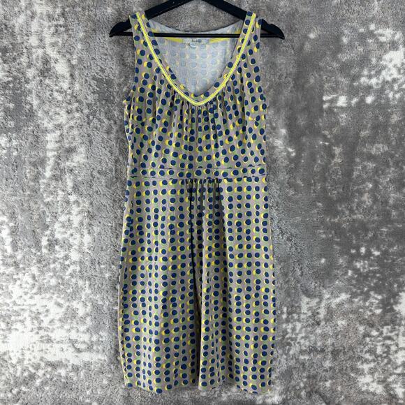 Boden Size 8 Polka Dot V Neck Knee Length Dress Colorful Sleeveless Casual - Picture 1 of 9